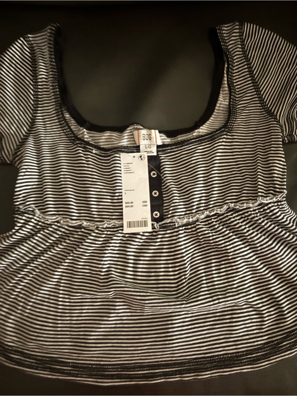 BDG Brittney Square Neck Henley Babydoll Tee